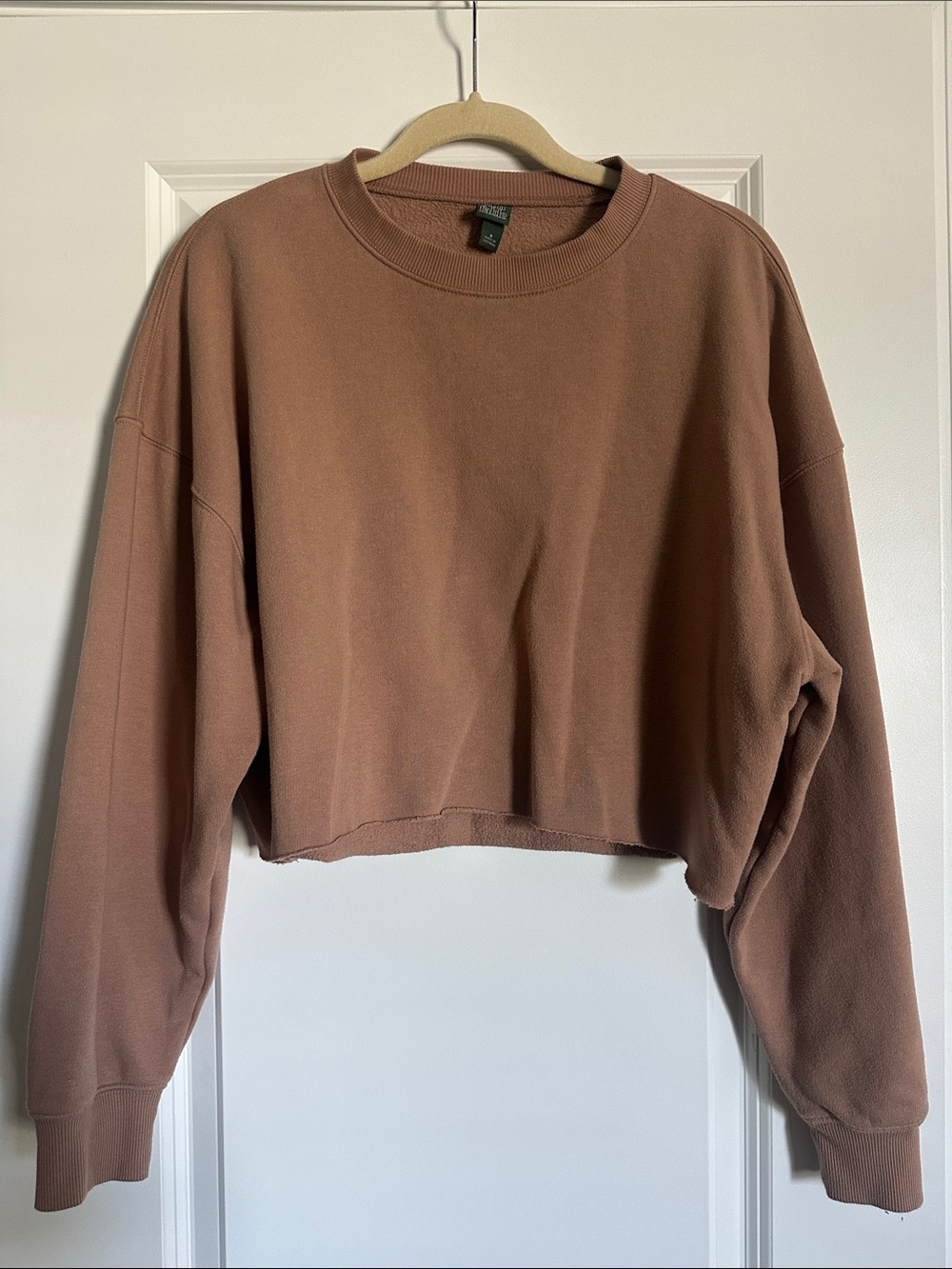 wild fable Cropped Crew Sweatshirt in Brown